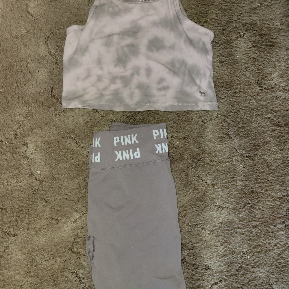 PINK Leggings and crop Tank set
